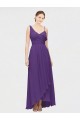 Prune Trapèze Col V Mousseline Longue Asymétrique Robes demoiselle d'honneur à Bas Prix