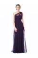 Prune Trapèze Tulle Longue Robes demoiselle d'honneur à Bas Prix