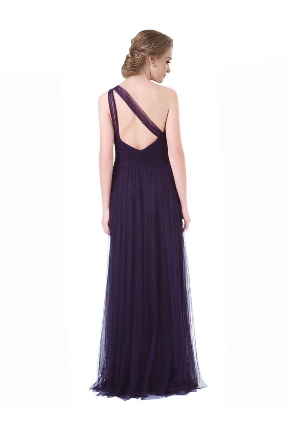 Prune Trapèze Tulle Longue Robes demoiselle d'honneur à Bas Prix