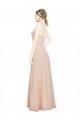 Rose 114 Trapèze Col V Mousseline Longue Robes demoiselle d'honneur à Bas Prix