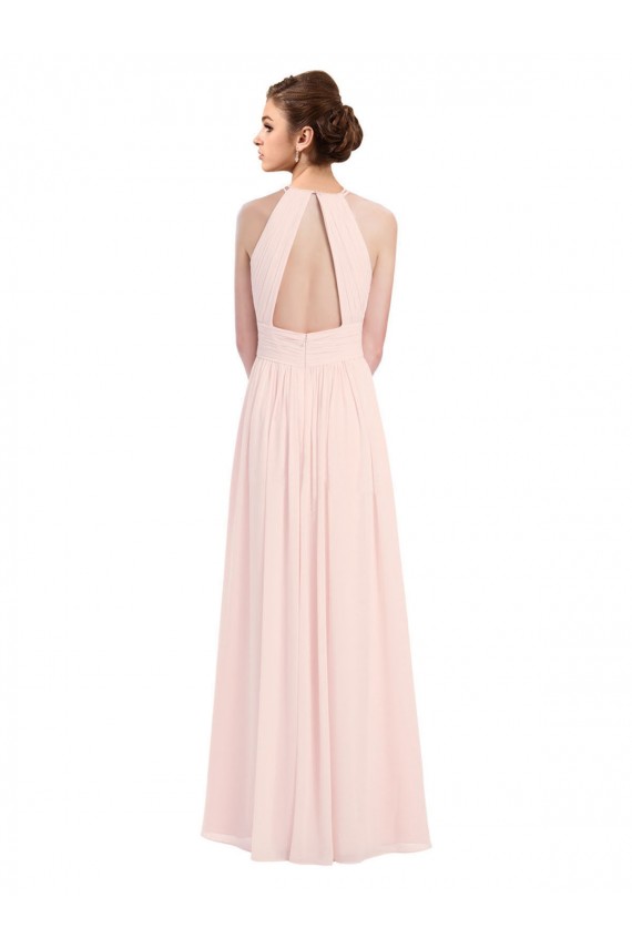 Rose 42 Trapèze Licou Mousseline Longue Robes demoiselle d'honneur à Bas Prix