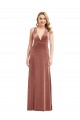 Rose Cannelle Trapèze Col V Velours Stretch Longue Formelles Robes demoiselle d'honneur / Robes de soirée / Robes de bal à Bas Prix