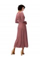 Rose Cannelle Trapèze Col V midi Velours Stretch Courte Robes demoiselle d'honneur / Robes de bal à Bas Prix