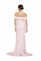 Rose Fourreau Col Carré Balayage train Crêpe Stretch Longue Formelles Robes demoiselle d'honneur / Robes de soirée / Robes de bal à Bas Prix