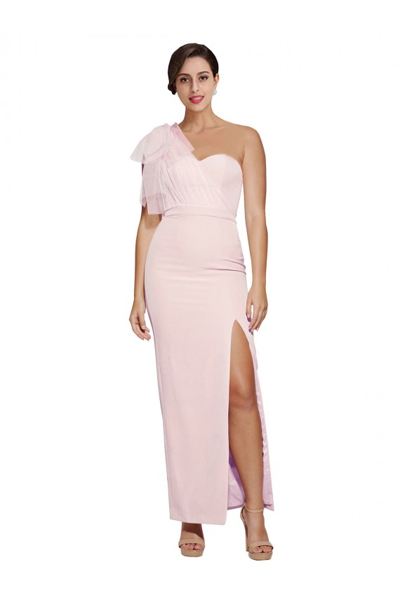 Rose Fourreau Crêpe Stretch Longue Formelles Robes demoiselle d'honneur / Robes de soirée / Robes de bal à Bas Prix