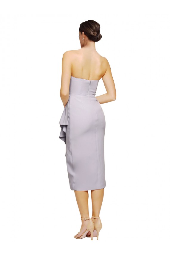 Lilas arctique Fourreau Sans bretelle midi Crêpe Stretch Courte Asymétrique Robes demoiselle d'honneur / Robes de soirée / Robes de cocktail à Bas Prix
