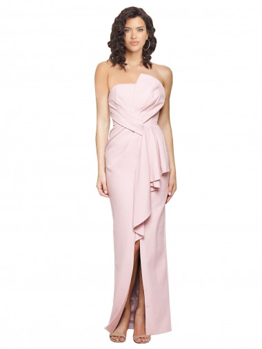 Rose Fourreau Sans bretelle Crêpe Stretch Longue Formelles Robes demoiselle d'honneur / Robes de soirée / Robes de bal à Bas Prix