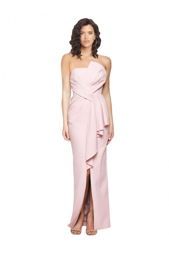 Rose Fourreau Sans bretelle Crêpe Stretch Longue Formelles Robes demoiselle d'honneur / Robes de soirée / Robes de bal à Bas Prix