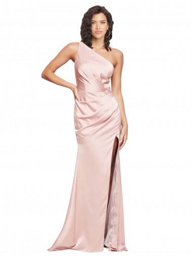 Rose Fourreau Satiné Soyeux Longue Formelles Robes demoiselle d'honneur / Robes de soirée / Robes de bal à Bas Prix
