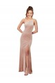 Rose Fourreau Velours Stretch Longue Formelles Robes demoiselle d'honneur / Robes de soirée / Robes de bal à Bas Prix