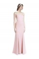 Rose Sirène Bretelles spaghetti Col Carré Crêpe Stretch Longue Robes demoiselle d'honneur / Robes de bal à Bas Prix