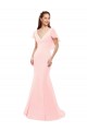 Rose Sirène Col V Mousseline Longue Robes demoiselle d'honneur à Bas Prix