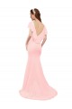 Rose Sirène Col V Mousseline Longue Robes demoiselle d'honneur à Bas Prix