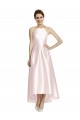 Rose Trapèze Bretelles spaghetti Satiné Longue Asymétrique Robes demoiselle d'honneur à Bas Prix