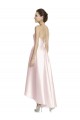 Rose Trapèze Bretelles spaghetti Satiné Longue Asymétrique Robes demoiselle d'honneur à Bas Prix