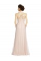 Rose Trapèze Bretelles spaghetti Tulle Longue Robes demoiselle d'honneur à Bas Prix