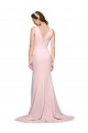 Rose Trapèze Col V Balayage train Crêpe Stretch Longue Robes demoiselle d'honneur / Robes de bal à Bas Prix