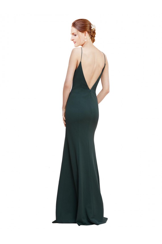 Rose Trapèze Col V Crêpe Stretch Longue Formelles Robes demoiselle d'honneur / Robes de soirée / Robes de bal à Bas Prix