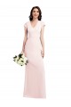 Rose Trapèze Col V Crêpe Stretch Longue Formelles Robes demoiselle d'honneur / Robes de soirée / Robes de bal à Bas Prix