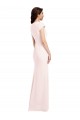 Rose Trapèze Col V Crêpe Stretch Longue Formelles Robes demoiselle d'honneur / Robes de soirée / Robes de bal à Bas Prix