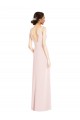 Rose Trapèze Col V Crêpe Stretch Longue Robes demoiselle d'honneur / Robes de bal à Bas Prix