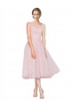 Rose Trapèze Col V Tulle Courte Robes demoiselle d'honneur / Robes de cocktail à Bas Prix