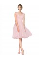 Rose Trapèze Col V Tulle Courte Robes demoiselle d'honneur / Robes de cocktail à Bas Prix