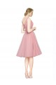 Rose Trapèze Col V Tulle Courte Robes demoiselle d'honneur / Robes de cocktail à Bas Prix