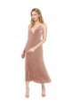 Rose Trapèze Col V midi Velours Stretch Courte Robes demoiselle d'honneur / Robes de bal / Robes de cocktail à Bas Prix