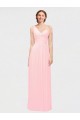 Rose Trapèze Mousseline Longue Robes demoiselle d'honneur à Bas Prix
