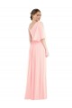 Rose Trapèze Mousseline Longue Robes demoiselle d'honneur à Bas Prix