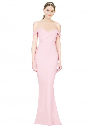 Rose Trapèze Sans bretelle Crêpe Stretch Longue Formelles Robes demoiselle d'honneur / Robes de soirée / Robes de bal à Bas Prix