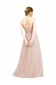 Rose Trapèze Sans bretelle Tulle Longue Robes demoiselle d'honneur à Bas Prix