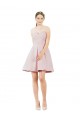 Rose Trapèze Satiné Courte Robes demoiselle d'honneur / Robes de cocktail à Bas Prix