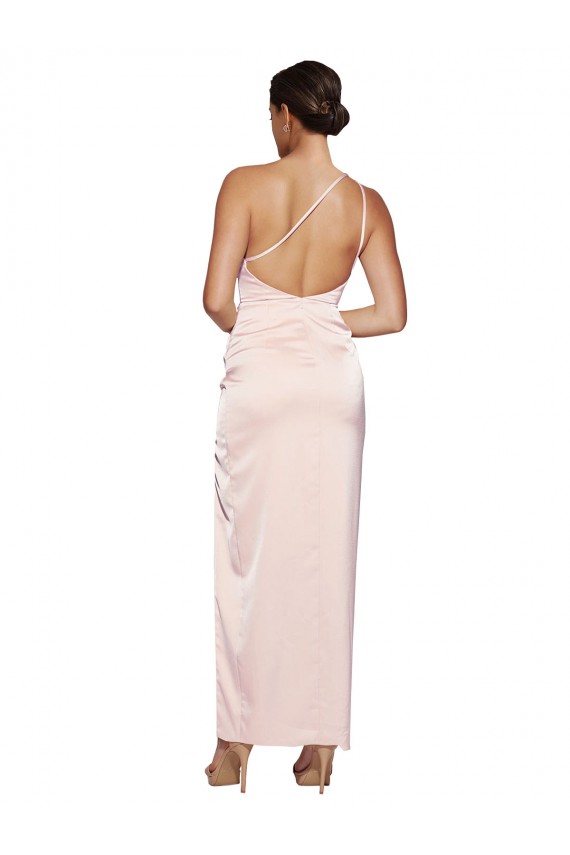Rose Trapèze Satiné Soyeux Longue Robes demoiselle d'honneur / Robes de bal à Bas Prix