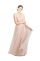 Rose Trapèze Tulle Longue Robes demoiselle d'honneur à Bas Prix