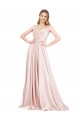 Rose Trapèze Épaule Dénudée Satiné Longue Formelles Robes demoiselle d'honneur / Robes de soirée / Robes de bal à Bas Prix