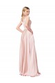 Rose Trapèze Épaule Dénudée Satiné Longue Formelles Robes demoiselle d'honneur / Robes de soirée / Robes de bal à Bas Prix