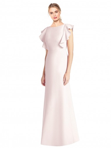 Rose Trompette Bateau Crêpe Stretch Longue Robes demoiselle d'honneur / Robes de bal à Bas Prix