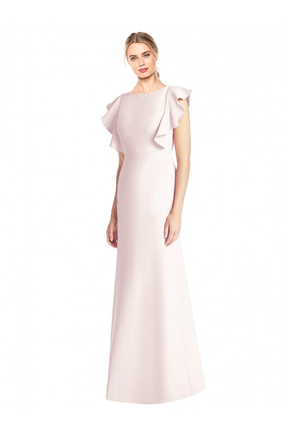 Rose Trompette Bateau Crêpe Stretch Longue Robes demoiselle d'honneur / Robes de bal à Bas Prix