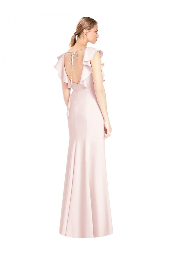 Rose Trompette Bateau Crêpe Stretch Longue Robes demoiselle d'honneur / Robes de bal à Bas Prix