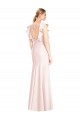 Rose Trompette Bateau Crêpe Stretch Longue Robes demoiselle d'honneur / Robes de bal à Bas Prix