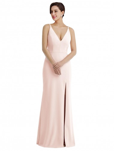 Rose Trompette Col V Crêpe Stretch Longue Formelles Robes demoiselle d'honneur / Robes de soirée / Robes de bal à Bas Prix
