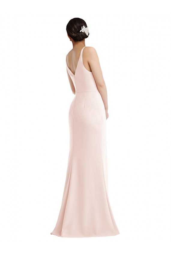 Rose Trompette Col V Crêpe Stretch Longue Formelles Robes demoiselle d'honneur / Robes de soirée / Robes de bal à Bas Prix