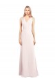 Rose Trompette Col V Crêpe Stretch Longue Robes demoiselle d'honneur / Robes de bal à Bas Prix
