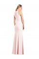 Rose Trompette Col V Crêpe Stretch Longue Robes demoiselle d'honneur / Robes de bal à Bas Prix