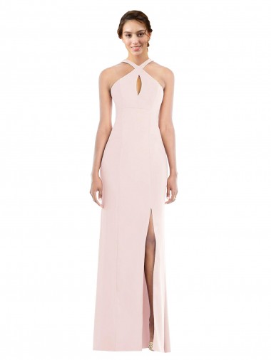 Rose Trompette Licou Crêpe Stretch Longue Formelles Robes demoiselle d'honneur / Robes de soirée / Robes de bal à Bas Prix