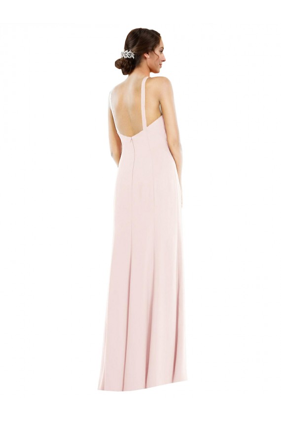 Rose Trompette Licou Crêpe Stretch Longue Formelles Robes demoiselle d'honneur / Robes de soirée / Robes de bal à Bas Prix