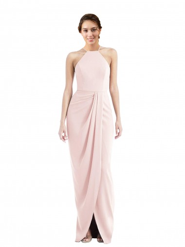 Rose Trompette Licou Crêpe Stretch Longue Robes demoiselle d'honneur / Robes de bal à Bas Prix