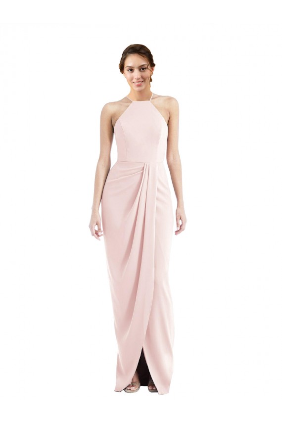 Rose Trompette Licou Crêpe Stretch Longue Robes demoiselle d'honneur / Robes de bal à Bas Prix